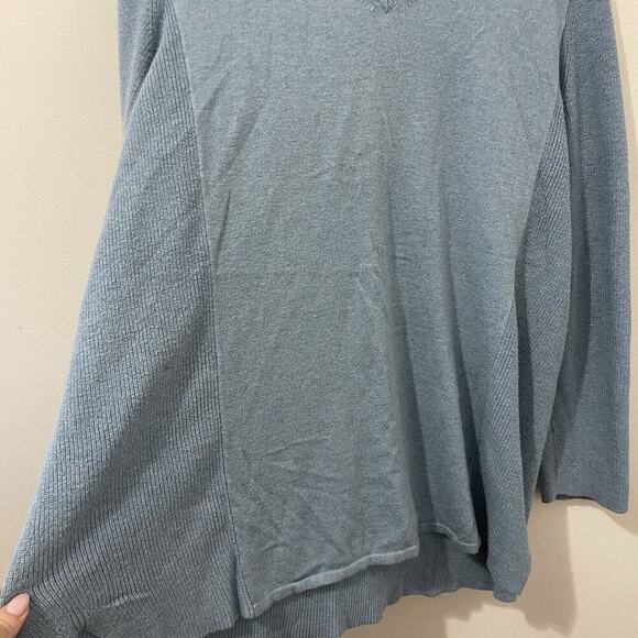 J. Jill Blue Cotton Blend Womens V Neck Tunic Sweater Sz 2X Classic Fall Ribbed - Picture 3 of 10